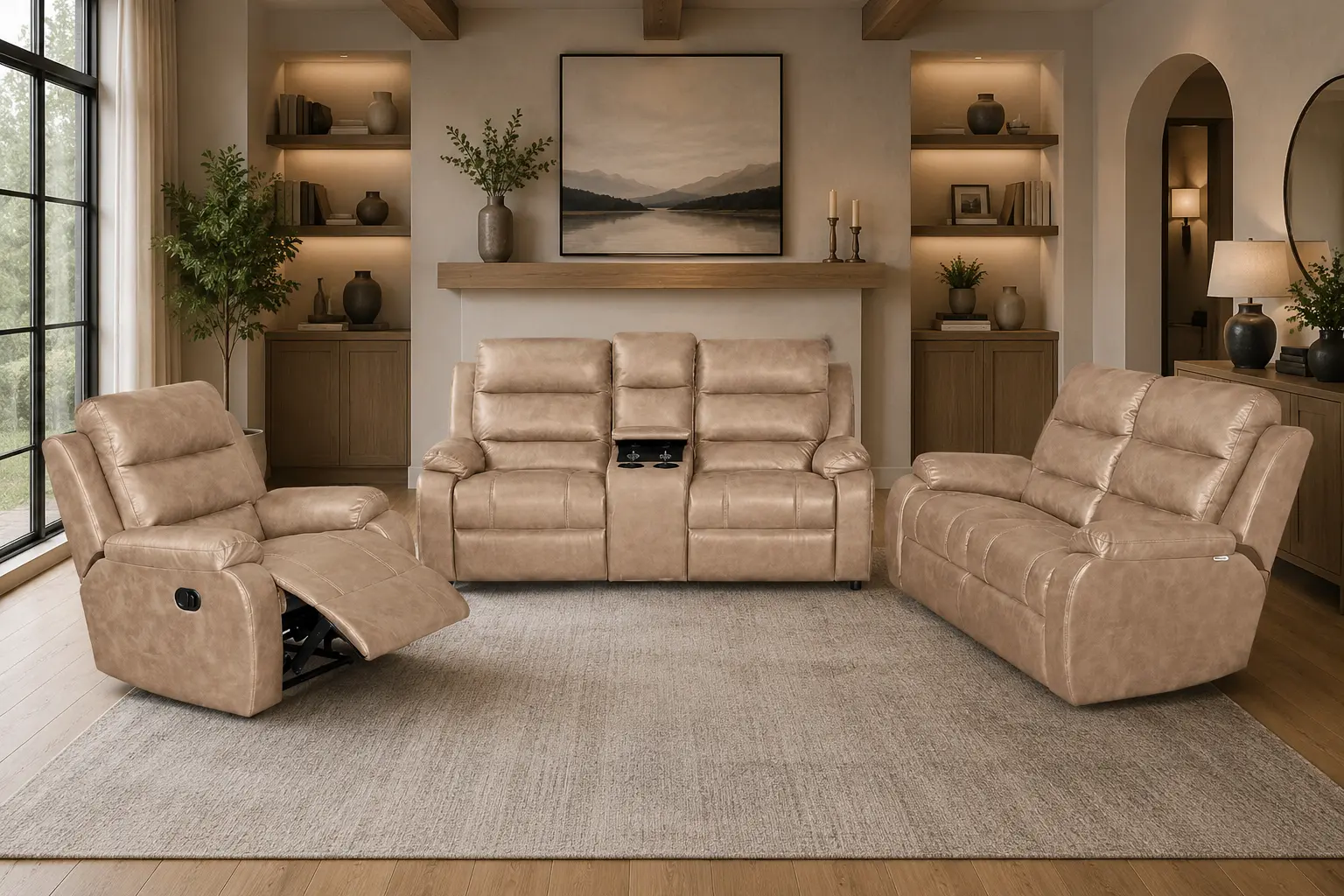 Lola Piece Recliner Beige